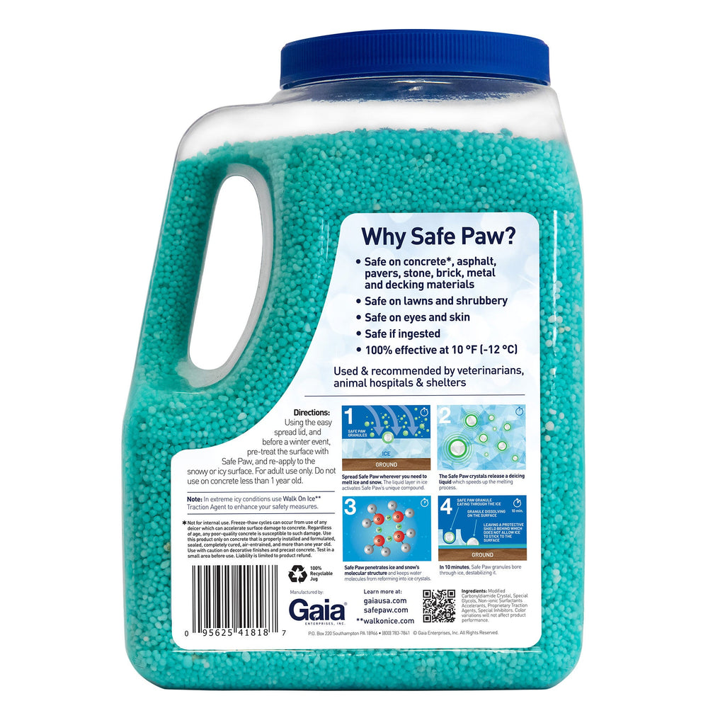 Safe Paw Pet Safe Ice Melt, 100% Salt and Chloride free with Traction Agent, Non-Toxic, Fast Acting, Lasts 3X Longer – 8 Lbs, 1 Pack