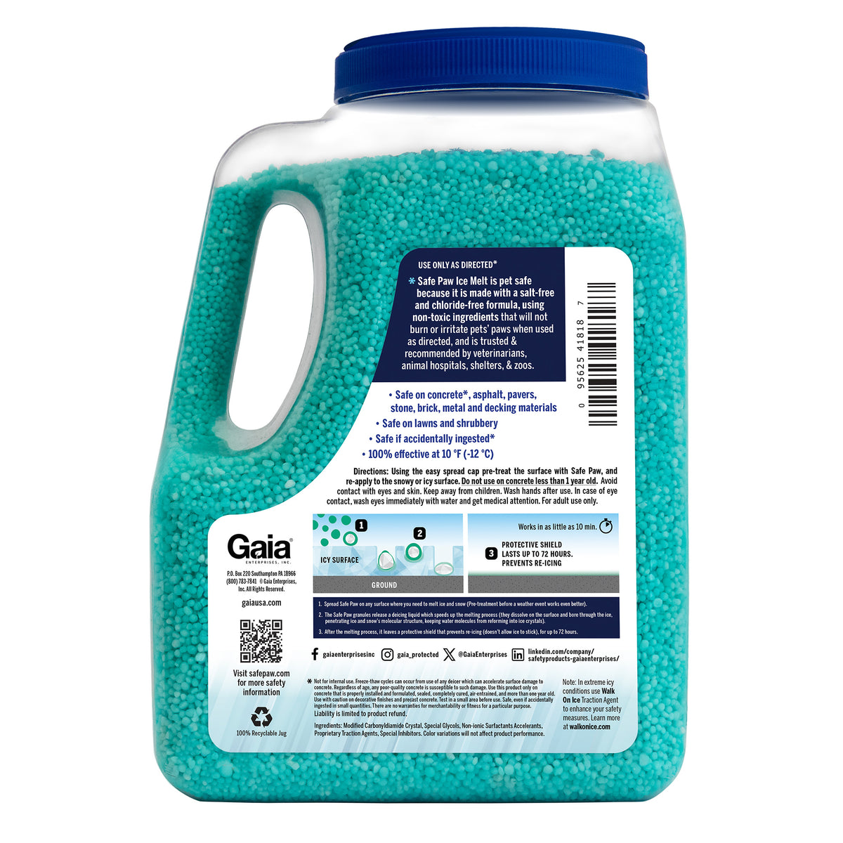 Safe Paw Pet Safe Ice Melt, 100% Salt and Chloride free with Traction Agent, Non-Toxic, Fast Acting, Lasts 3X Longer – 8 Lbs, 1 Pack